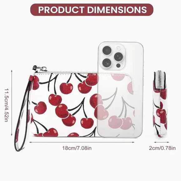 Small Wristlet Purse Women Leather Clutch Evening Party Travel Compact - Picture 5 of 5